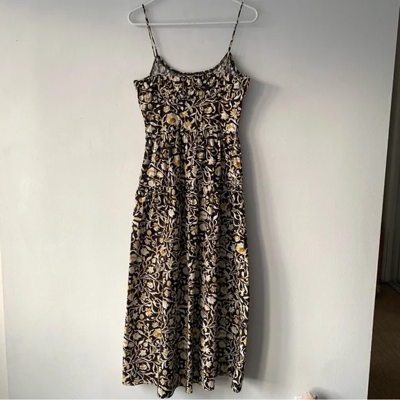 Doen Benoit Cotton Ruched Bust Midi Maxi Dress Noir Columbia Street Floral Black - Picture 11 of 14